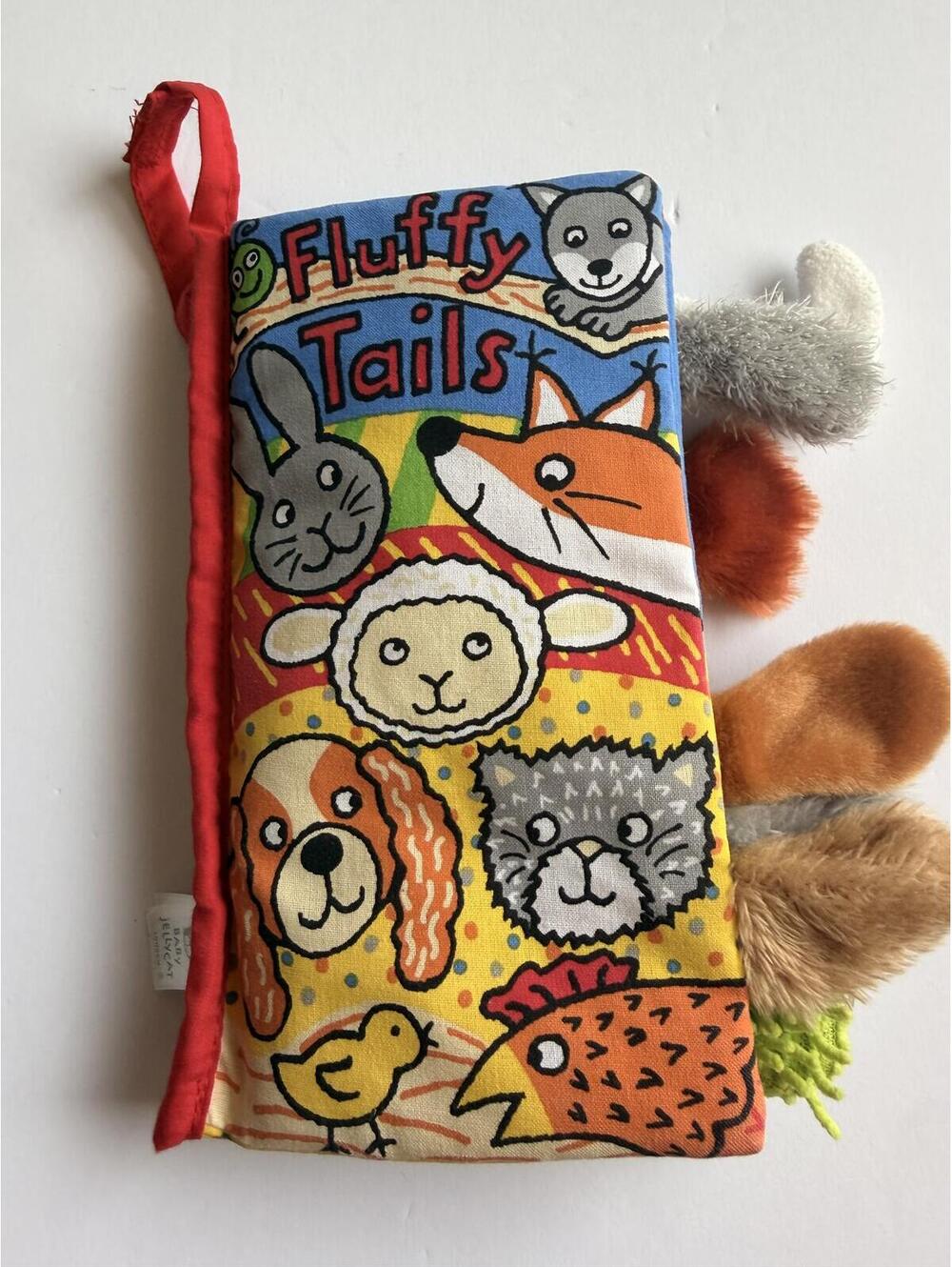 Jellycat Fluffy Tails Soft Cloth Activity Baby Book Sensory Crinkle